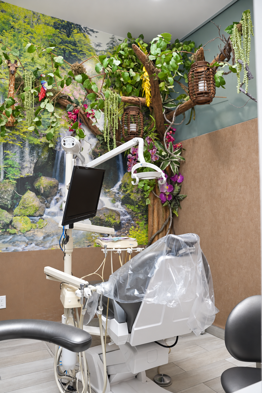 Jungle room with animal murals